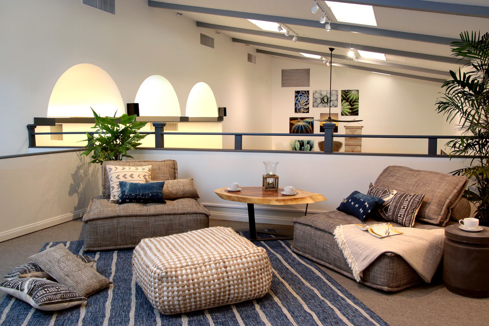 Contemporary textiles and ample room to rest and relax