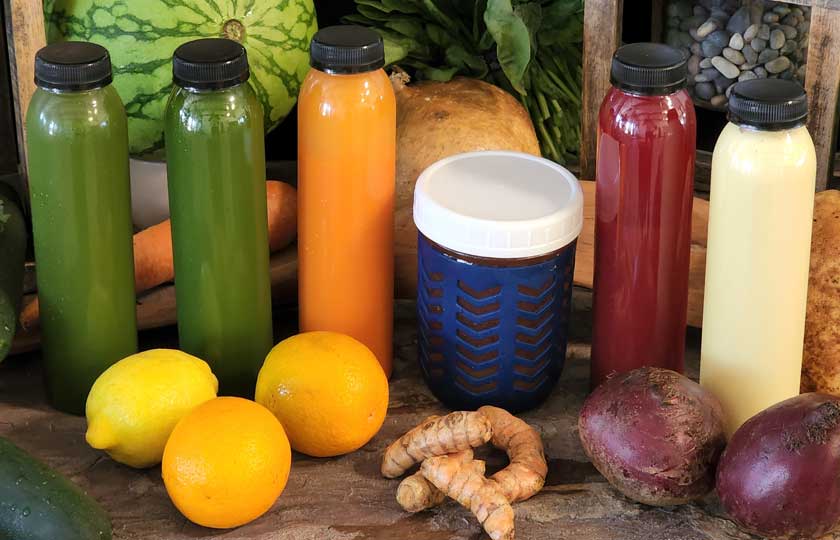 Fresh juices served as part of the self-guided cleanse