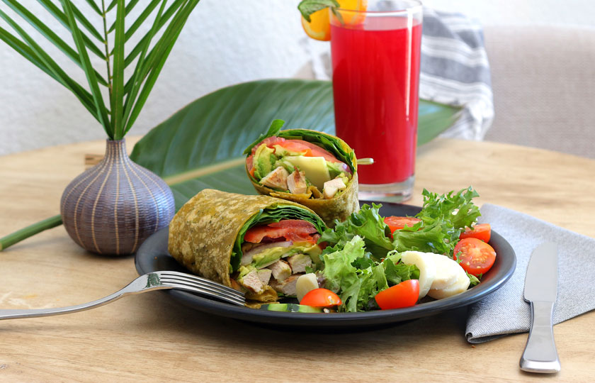 Wrap & watermelon-ade from the Azure Palm Cafe