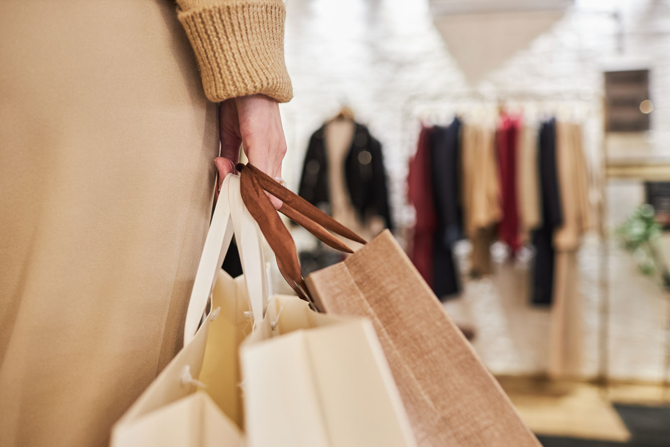 Woman shopping with bags